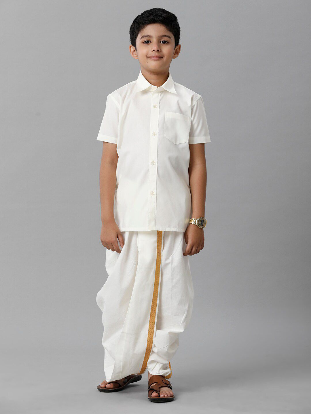 Ramraj Boys Spread Collar Shirt with Dhoti Pants-image-21