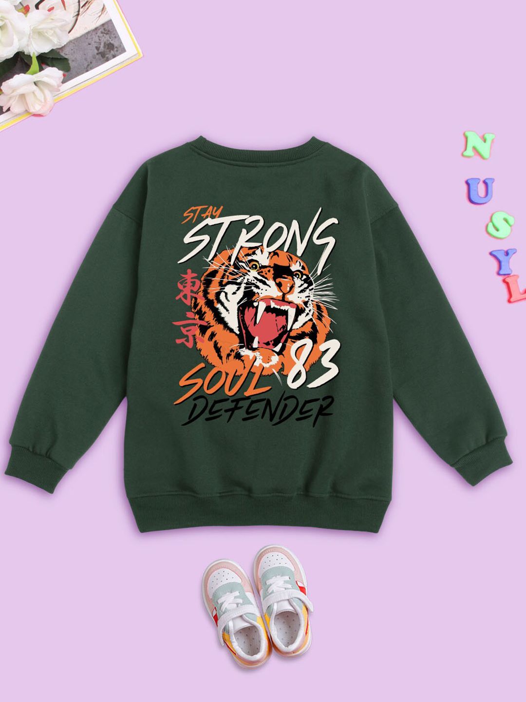 NUSYL Kids Typography Printed Oversized Sweatshirt-picture-20