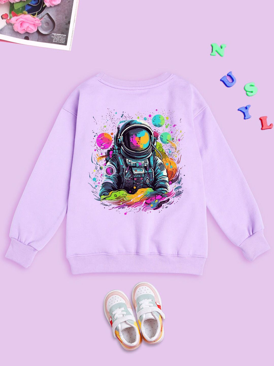 NUSYL Kids Graphic Printed Oversized Fleece Pullover-picture-42