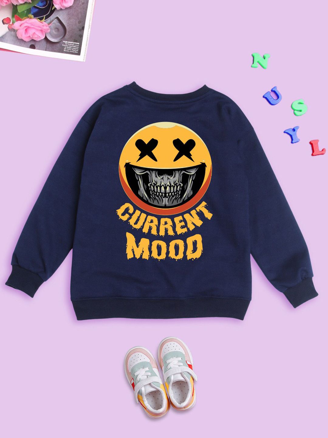 NUSYL Kids Typography Printed Oversized Sweatshirt-picture-35