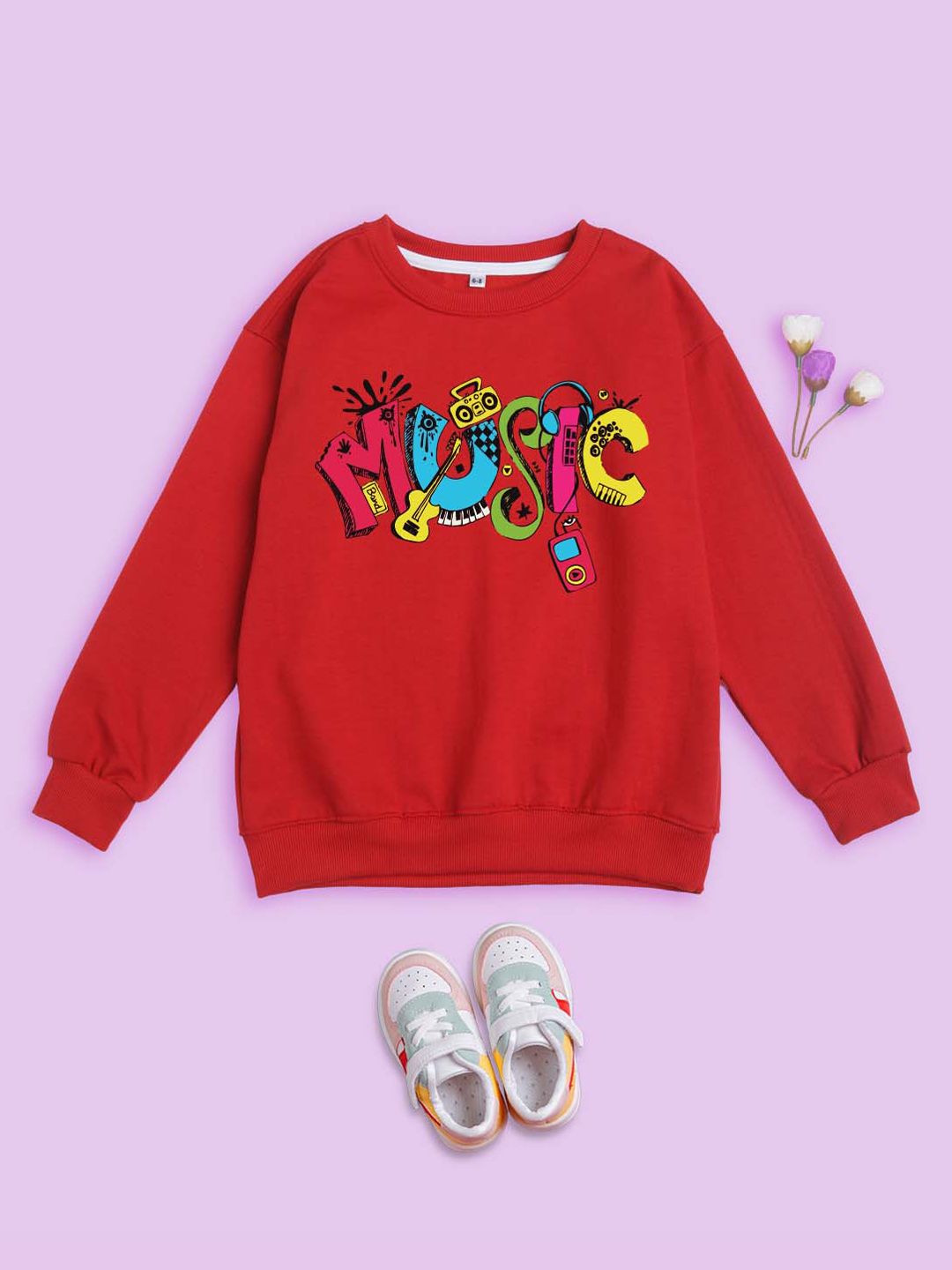 NUSYL Kids Typography Printed Oversized Fleece Sweatshirt-picture-36