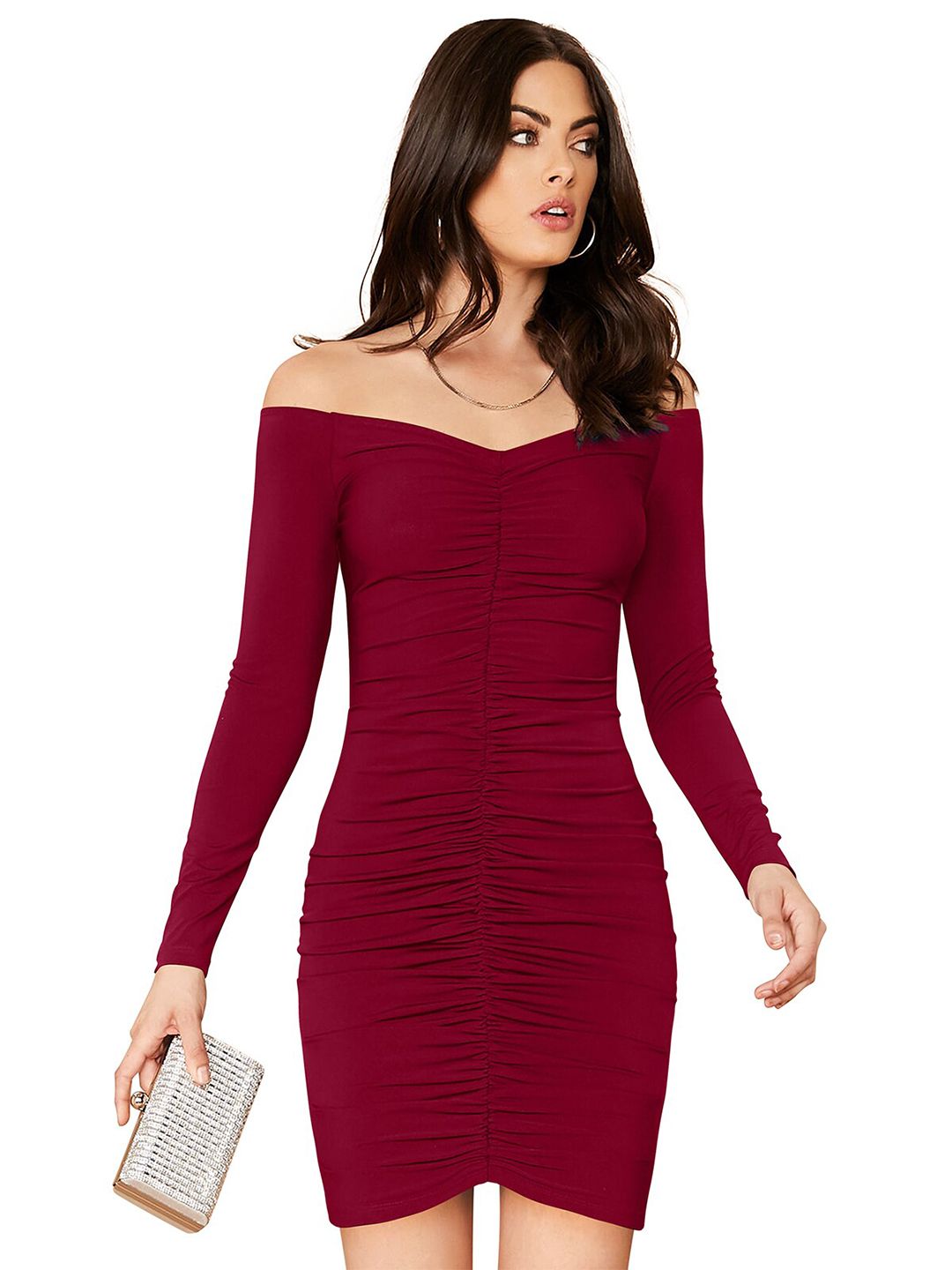 BAESD Off-Shoulder Ruched Bodycon Mini Dress-picture-34