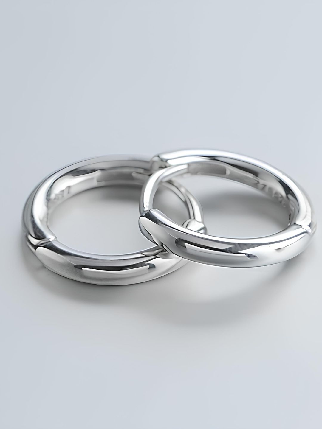 KARISHMA KREATIONS Men Silver-Plated Stainless Steel Hoop Earrings