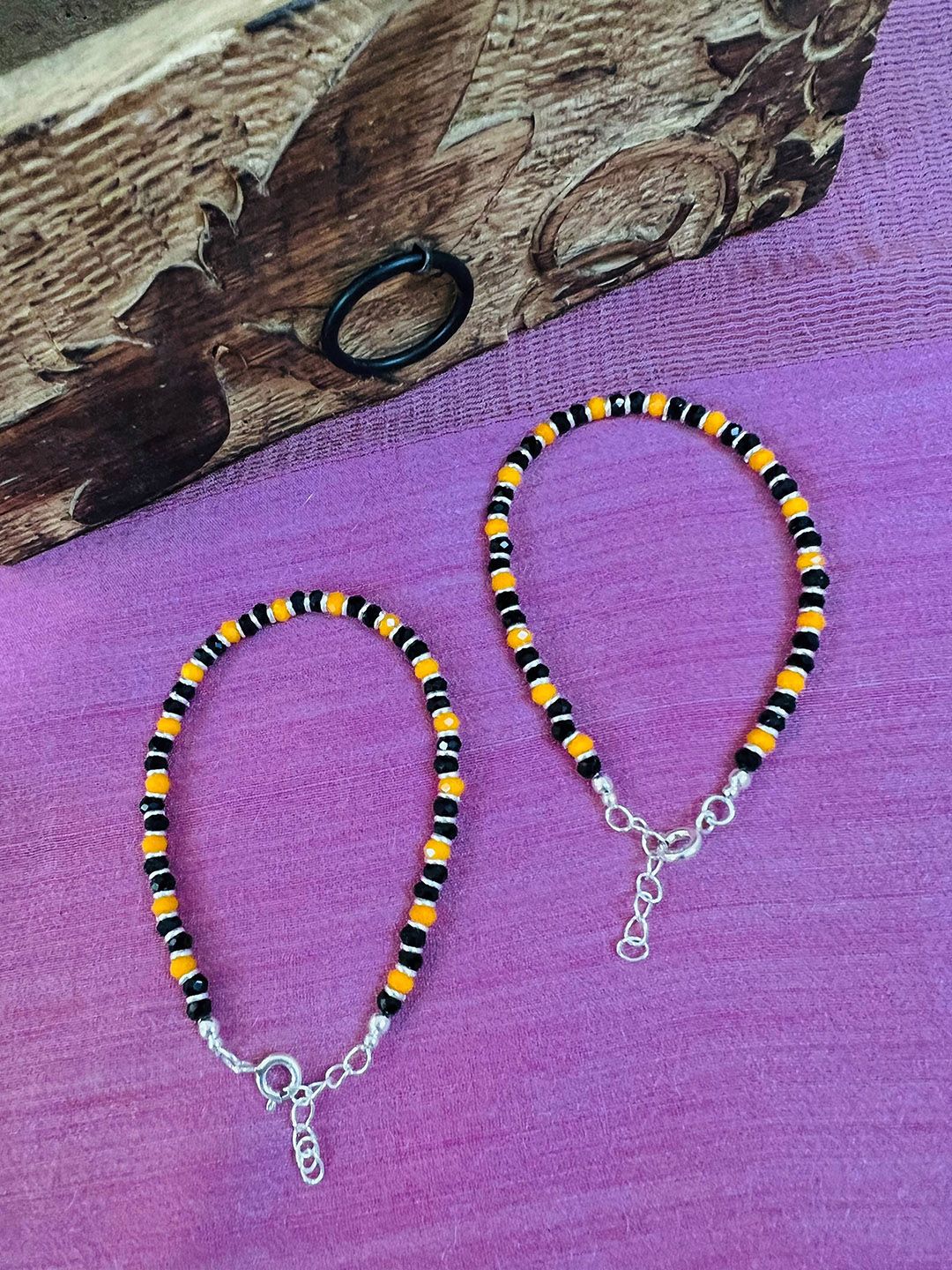 Arte Jewels Kids 92.5 Sterling Silver Beaded Anklets-picture-16