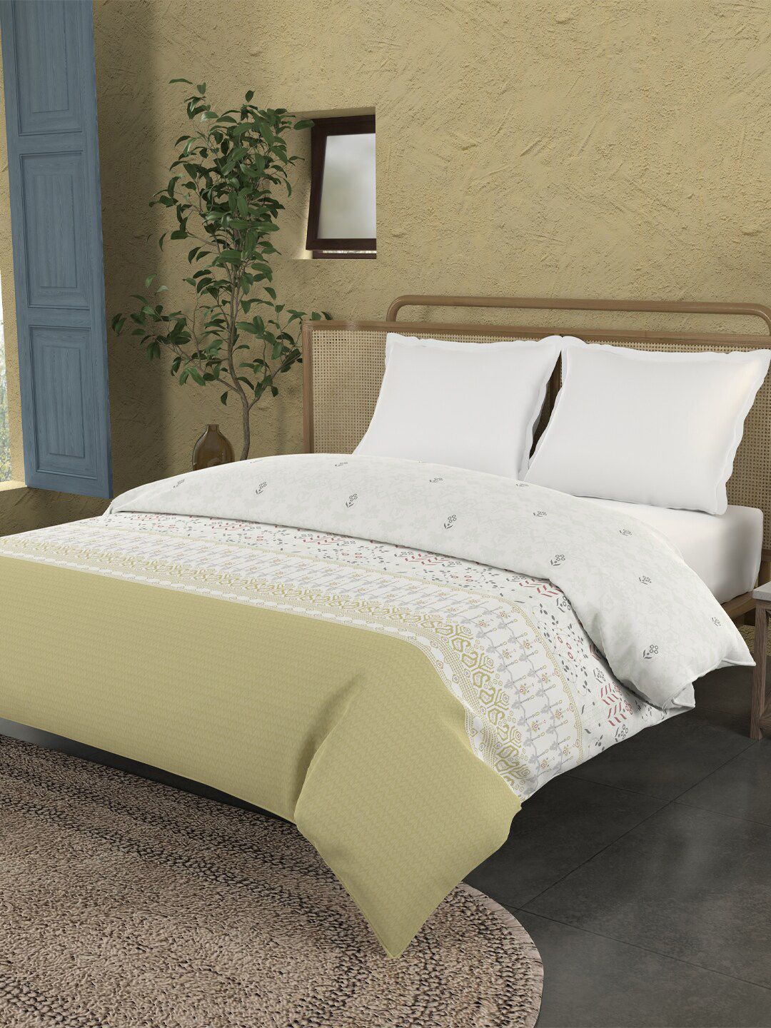 MYTRIDENT Sanskriti Green & Red Floral AC Room 150 GSM Cotton Double Bed Comforter-image-19