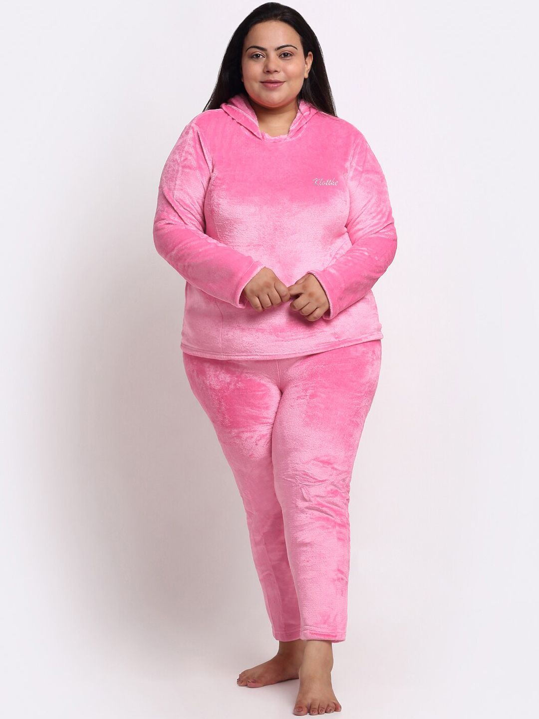 KLOTTHE Plus Size Hooded Velvet Wool T-shirt With Trouser-picture-38