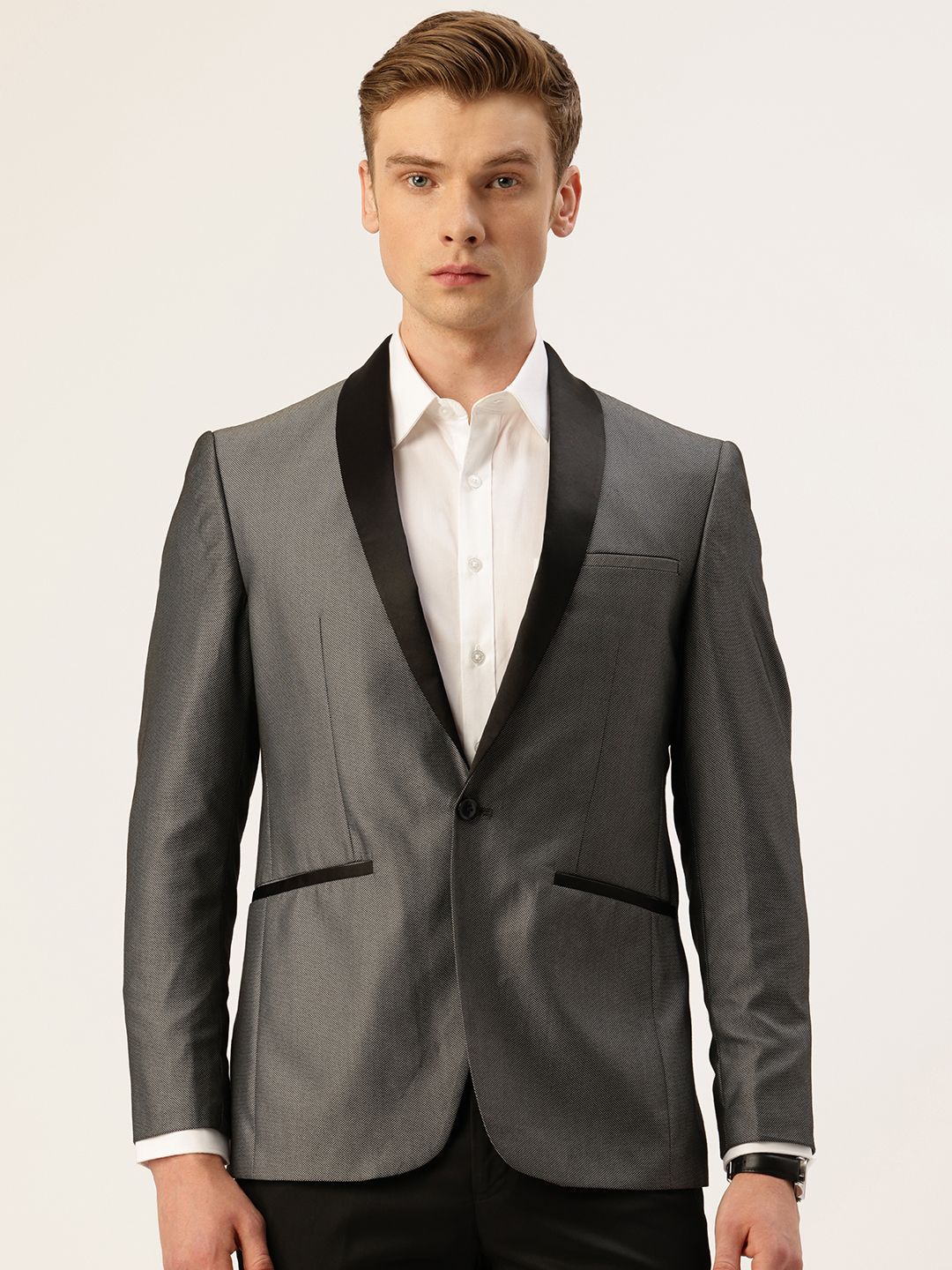 Peter England Neo Slim Fit Self-Design Single-Breasted Party Blazer-image-10