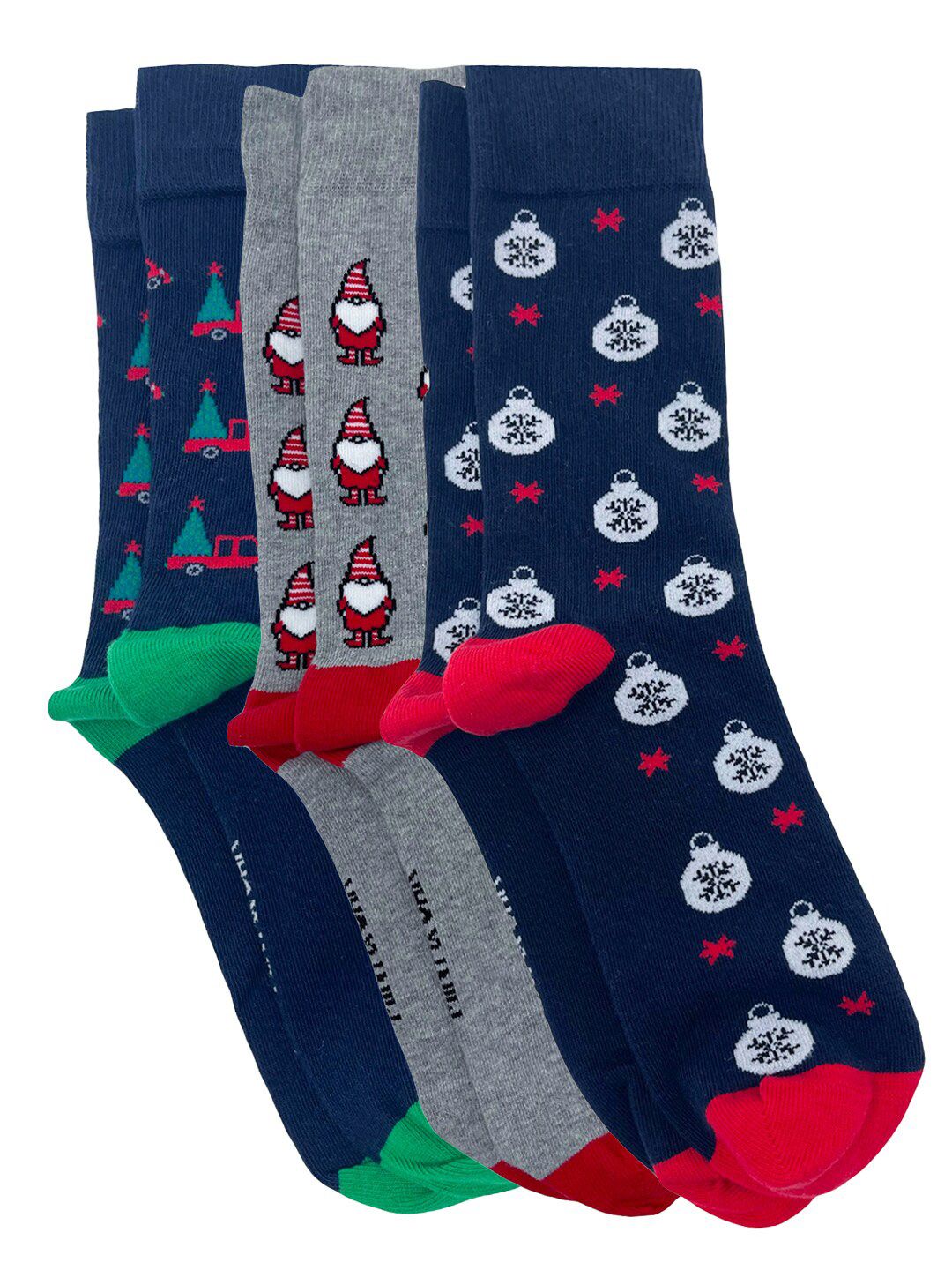 Mint & Oak Men Pack Of 3 Patterned Calf Length Cotton Socks-picture-30