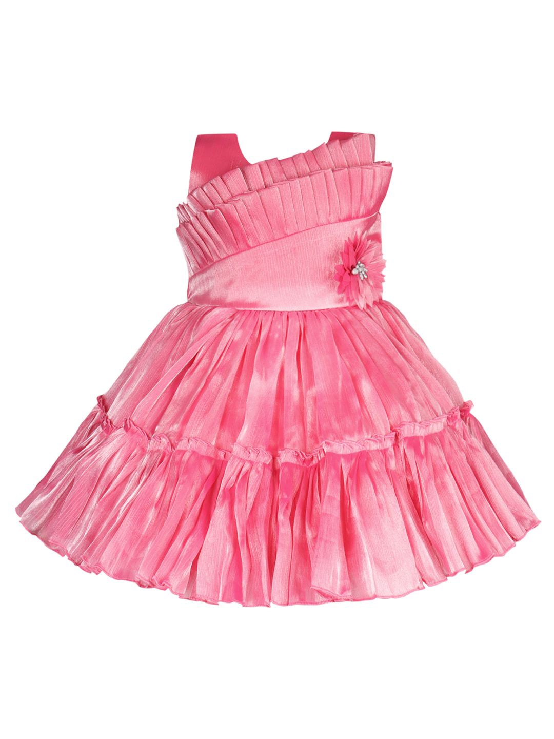 Wish Karo Girls Satin Fit & Flare Dress-picture-13