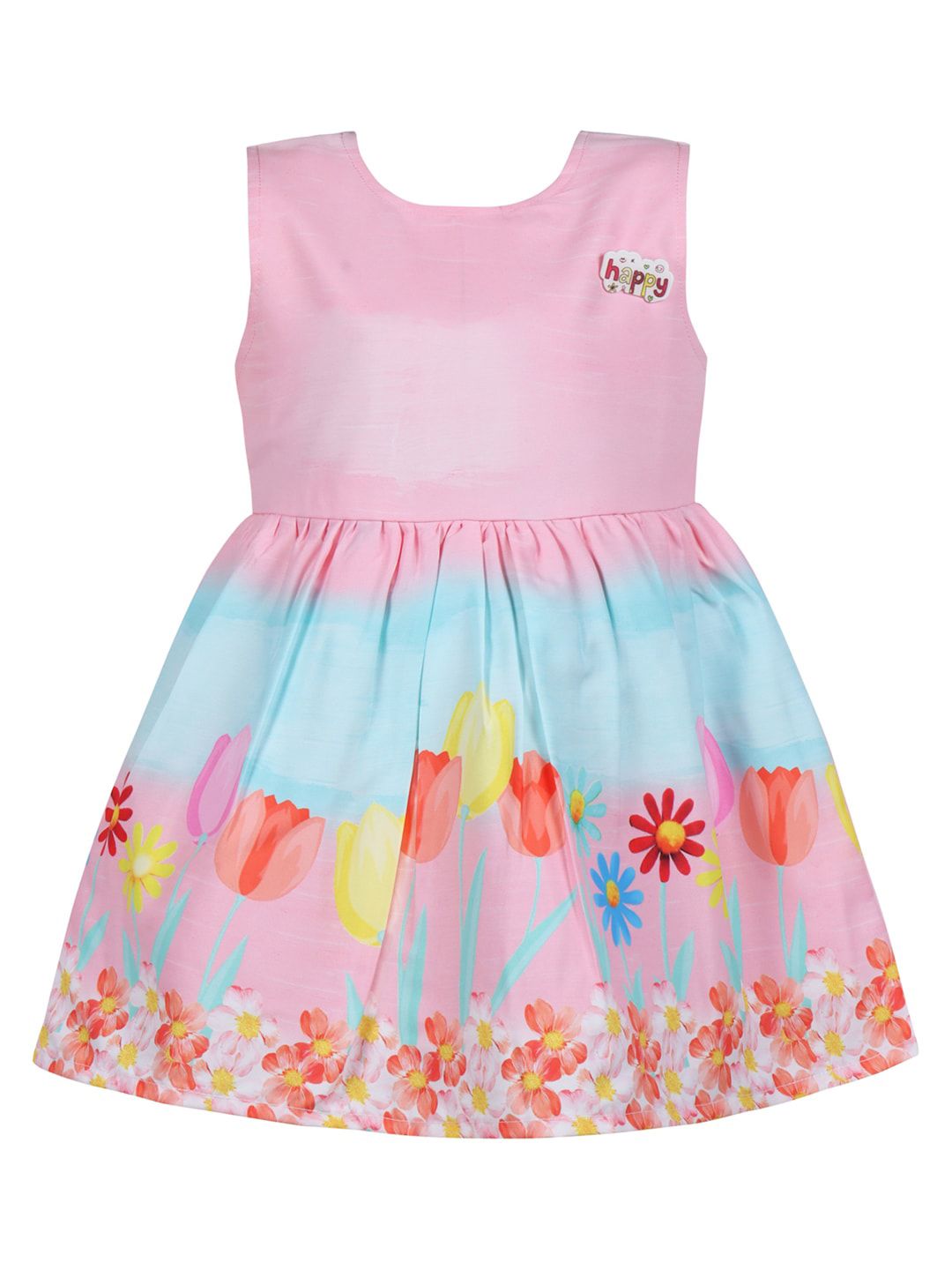 Wish Karo Girls Floral Printed Satin Fit & Flare Dress-picture-42