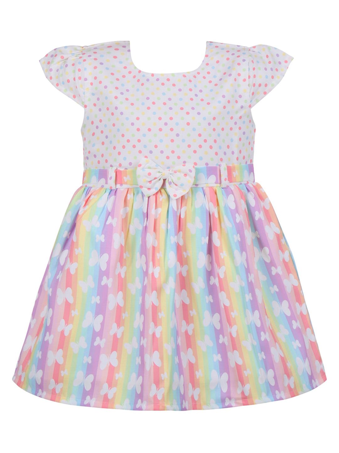 Wish Karo Girls Polka Dot Printed Satin Fit & Flare Dress-picture-58