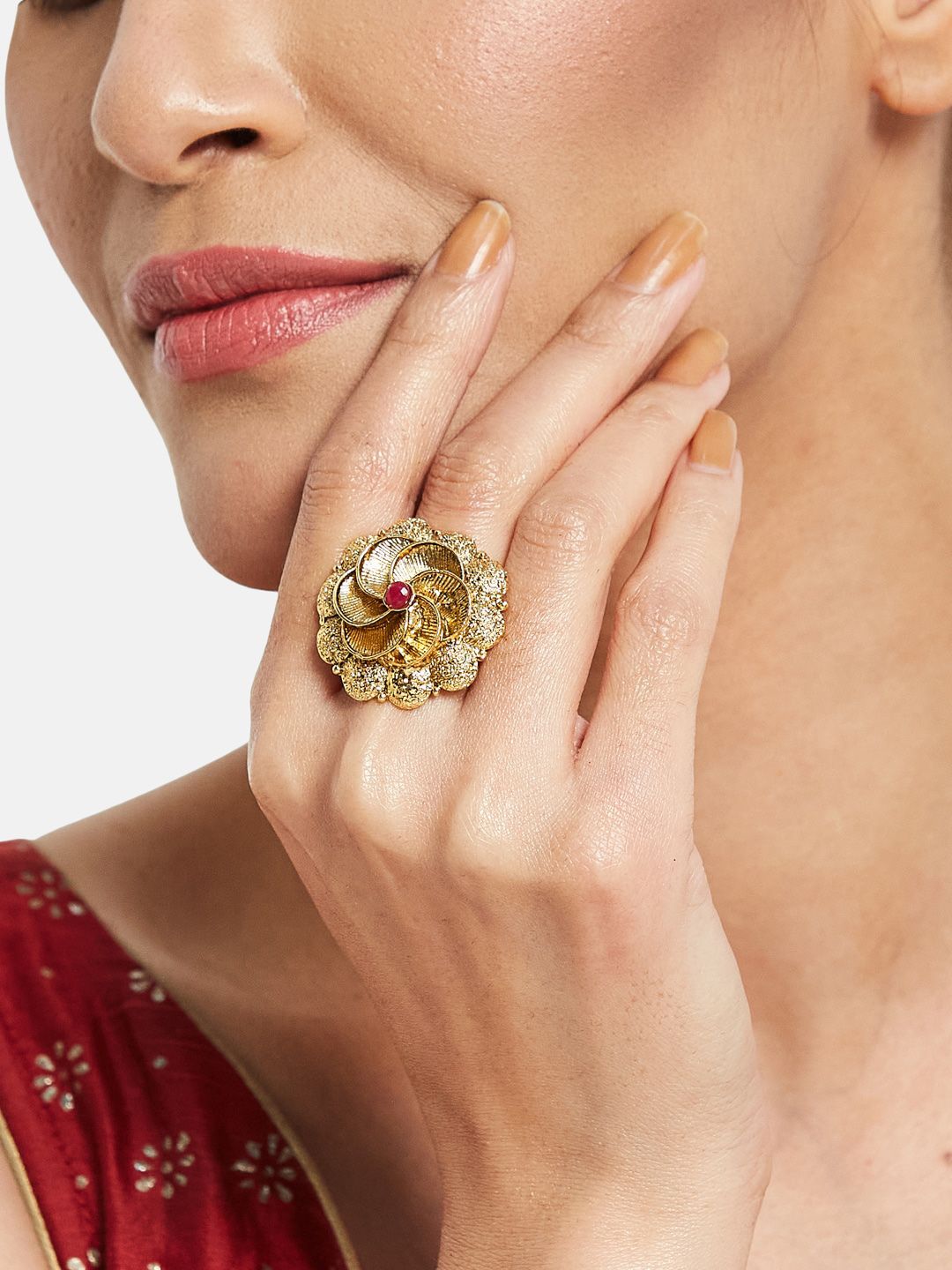 ATIBELLE Gold-Plated Stone-Studded Jewellery Set
