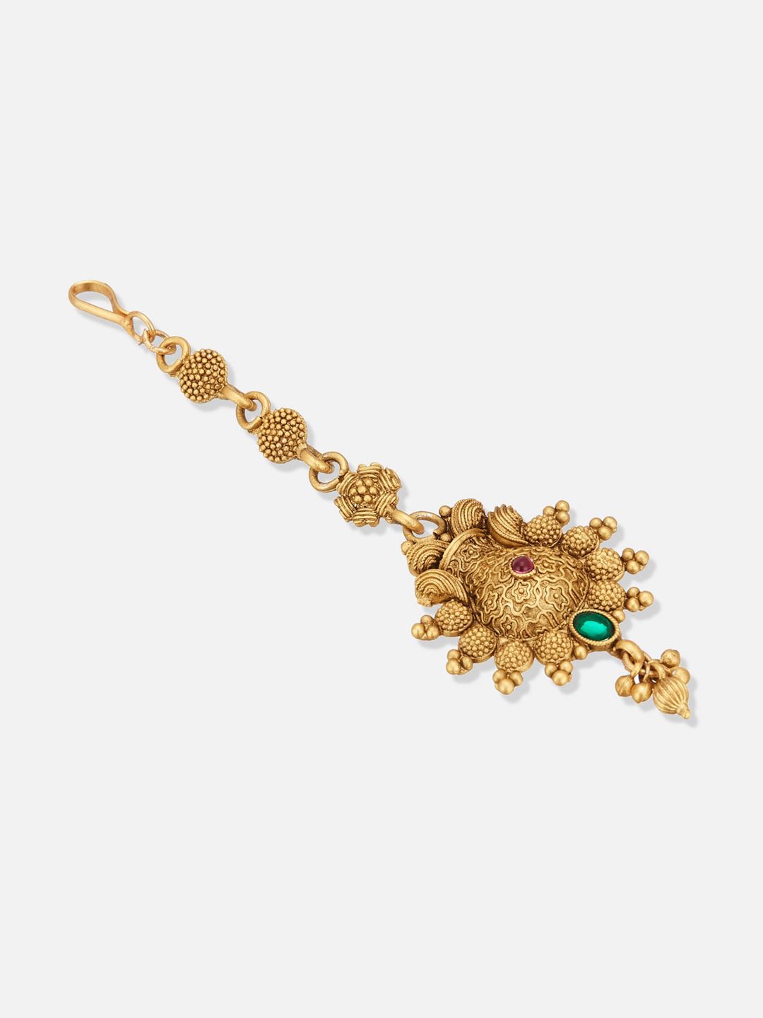 ATIBELLE Gold-Plated Stone Studded  Jewellery Set With Finger Ring & Maangtikka