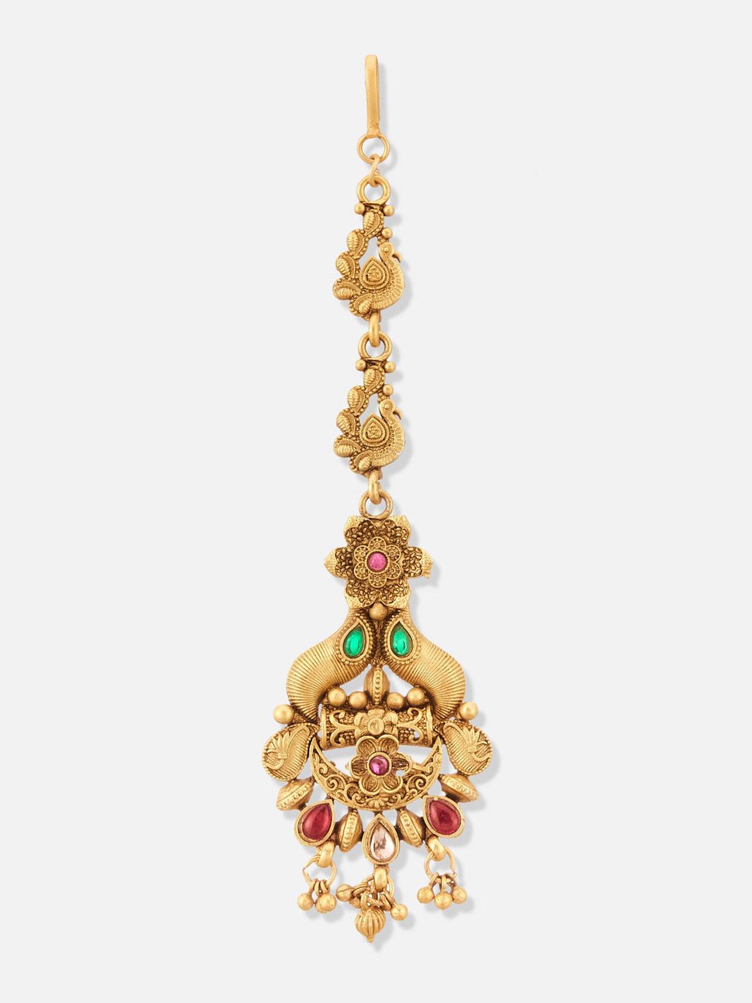 ATIBELLE Gold-Plated Stone Studded Jewellery Set With Finger Ring & Maangtikka