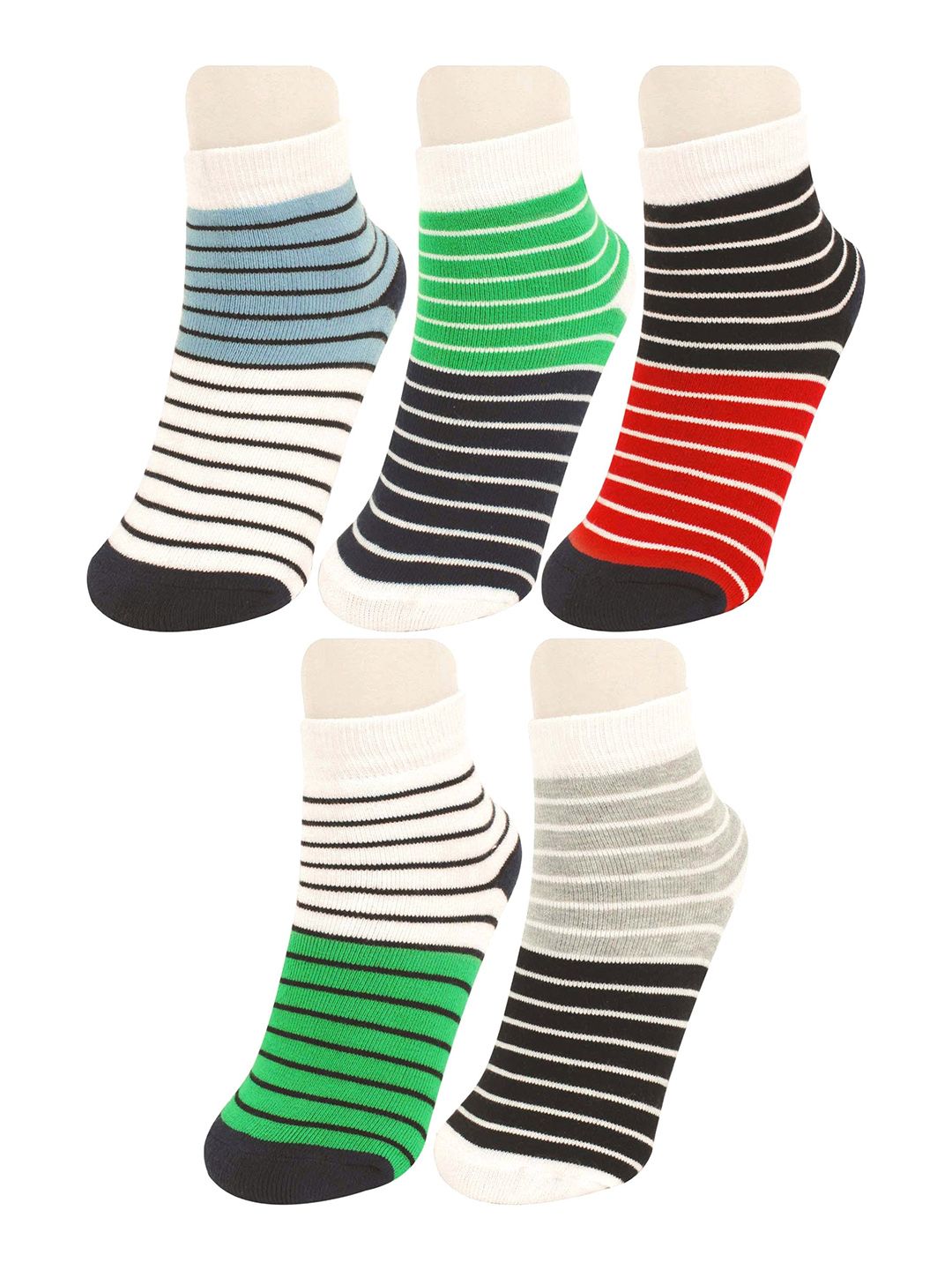 BAESD Kids Pack Of 5 Striped Ankle Length Socks-image-28