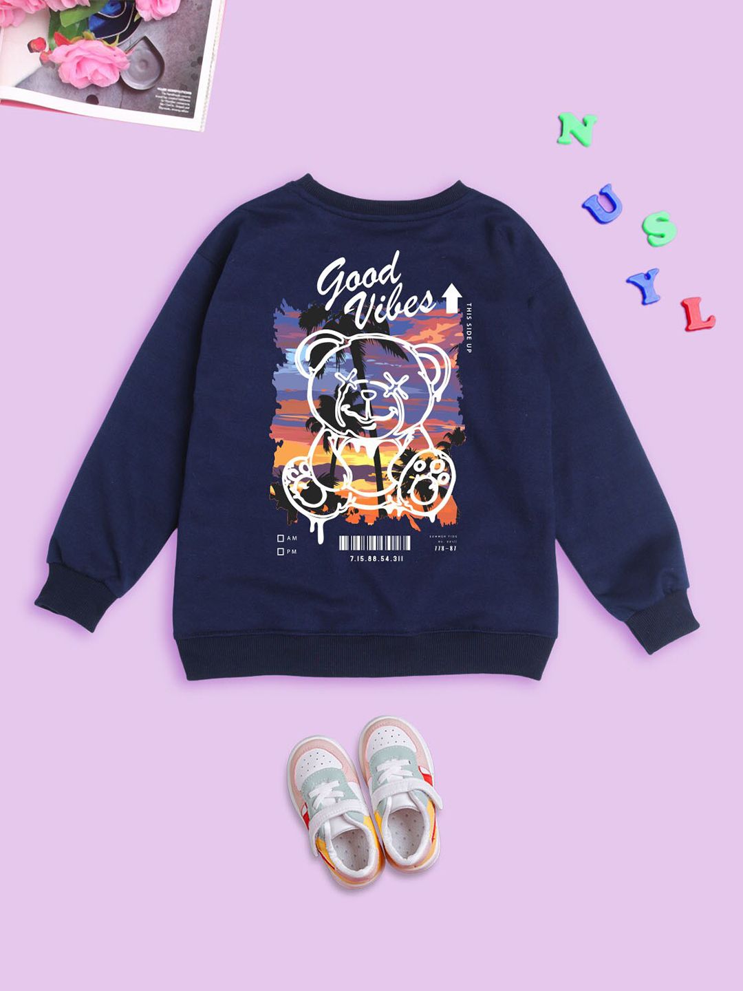 NUSYL Kids Graphic Printed Fleece Pullover Oversized Sweatshirt-picture-43