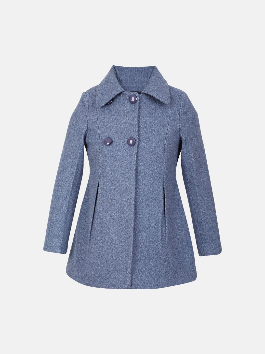 CHKOKKO Girls Spread Collar Single Breasted Woollen Trench Coat