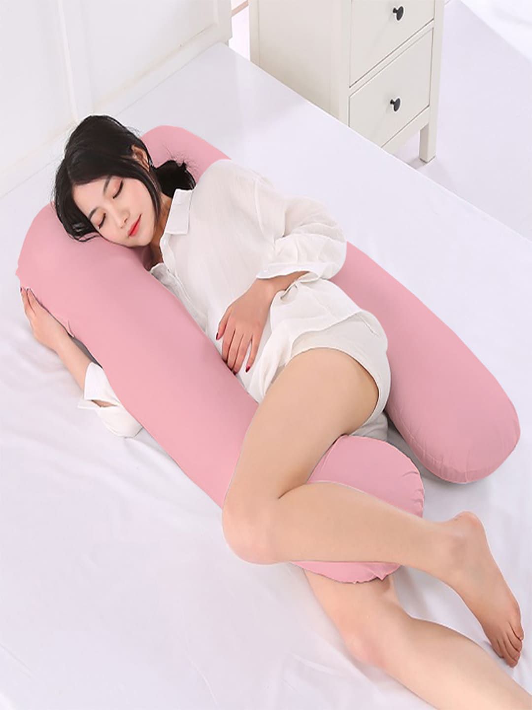 AVI Purple Self-Design Maternity Pillow With Removable Cotton Pillow Cover-image-44