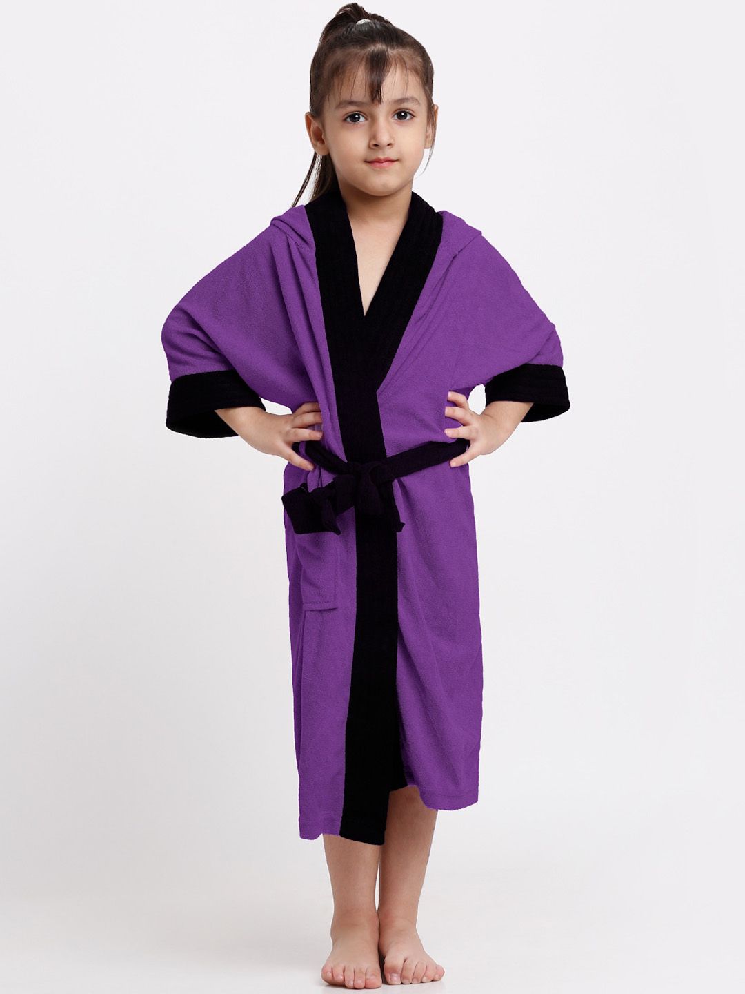 Creeva Solid Hooded Bath Robe-picture-32