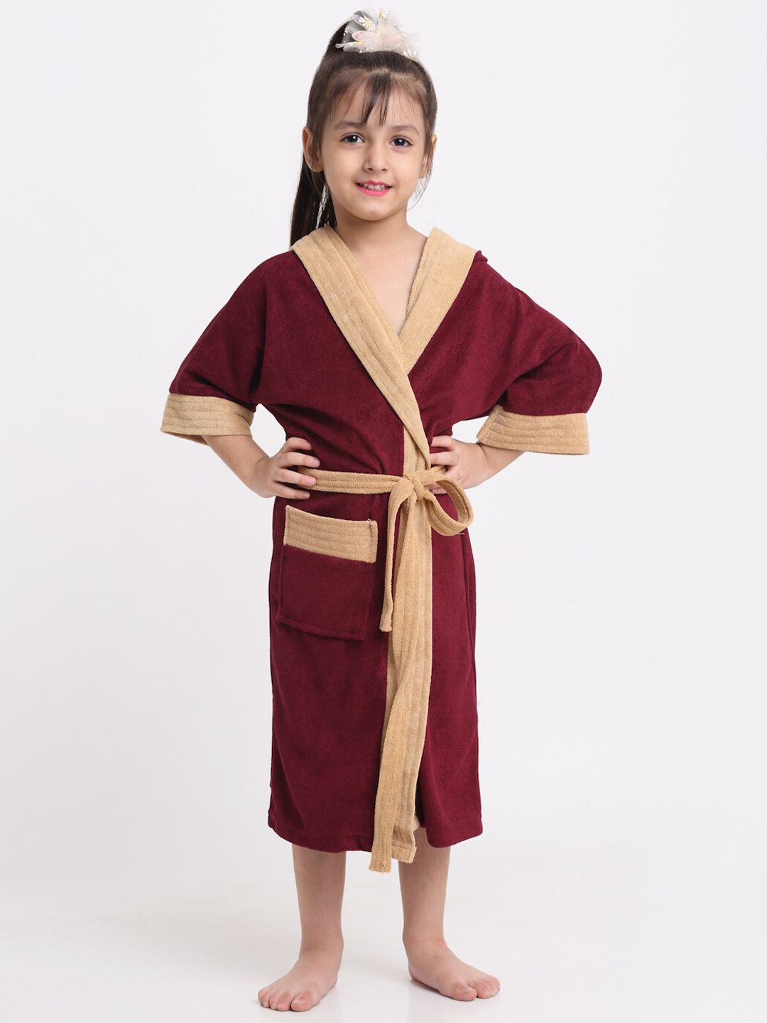 Creeva Solid Hooded Bath Robe-picture-31