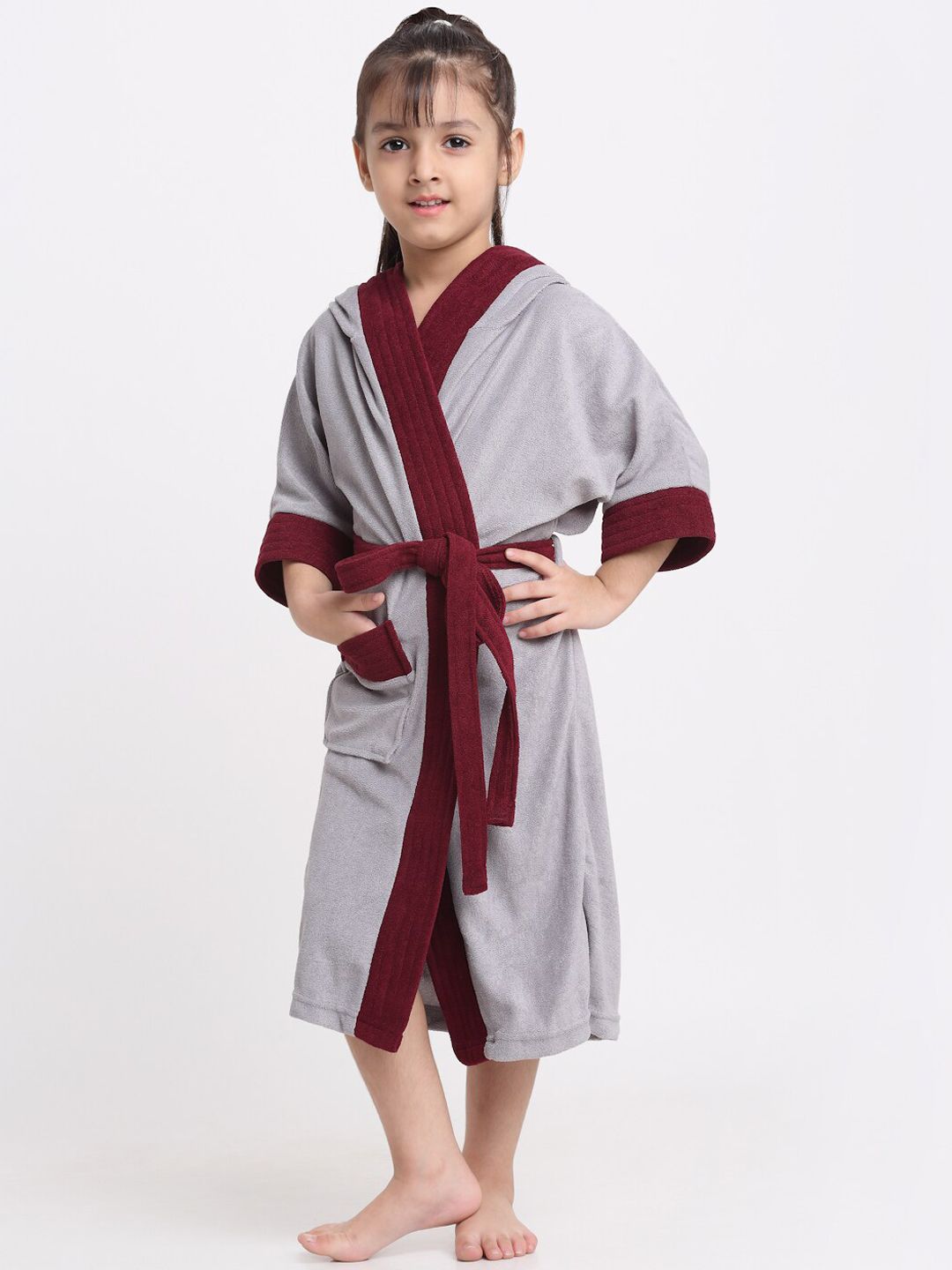 Creeva Solid Hooded Bath Robe-picture-20