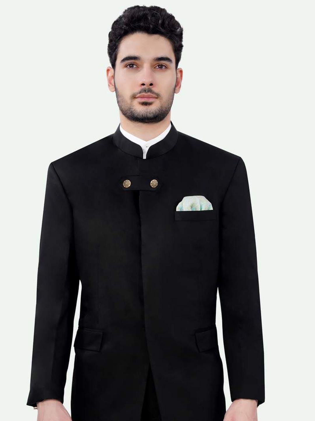 Buy French Crown FRENCH CROWN Mandarin Collar Bandhgala Blazer at Redfynd