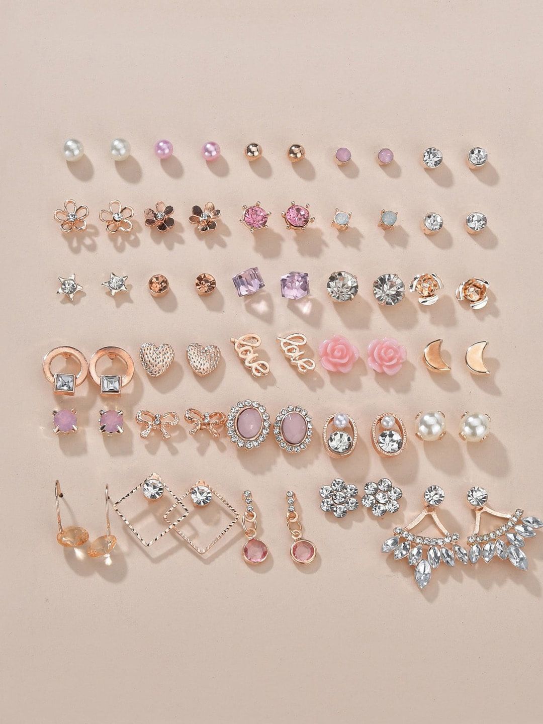 Shining Diva Fashion Set Of 30 Gold-Plated crystals-Studded Contemporary Earrings-picture-22
