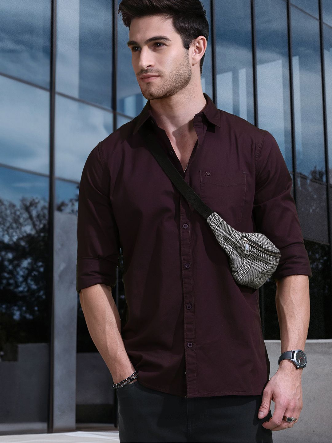 WROGN Slim Fit Pure Cotton Casual Shirt-image-46