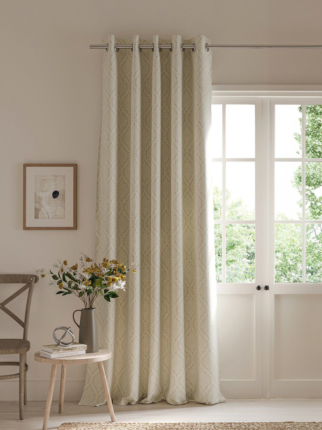 DDecor Beige & White Ethnic Motifs Room Darkening Door Curtain-image-48