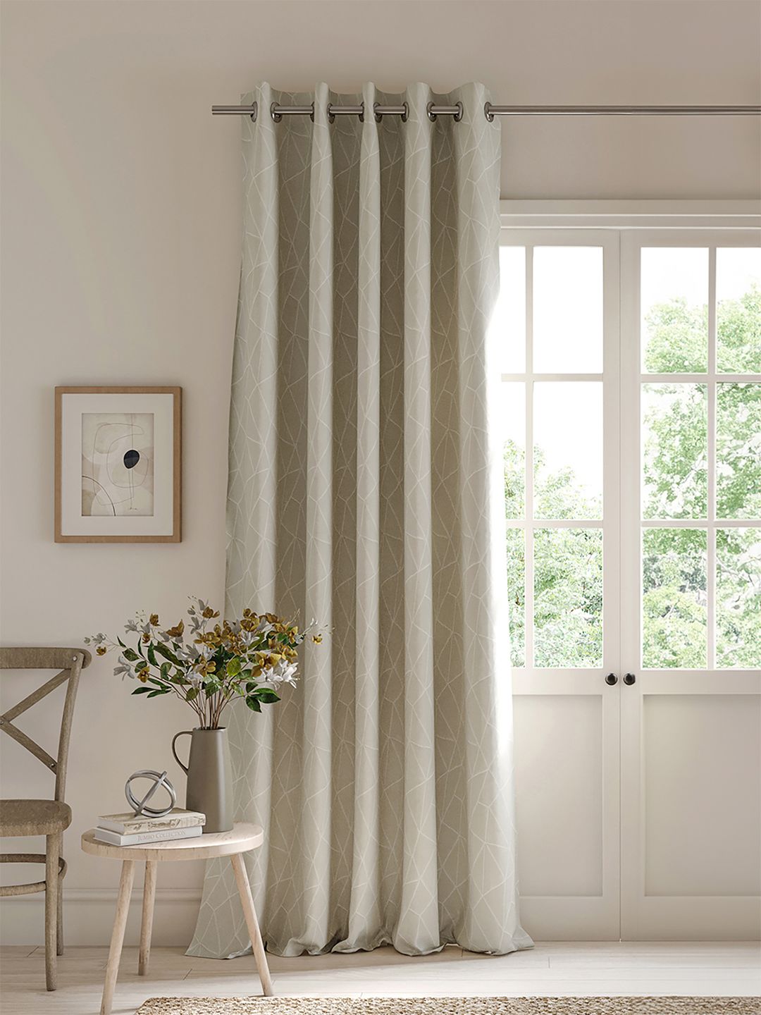 DDecor Beige White Geometric Room Darkening Door Curtain-image-39