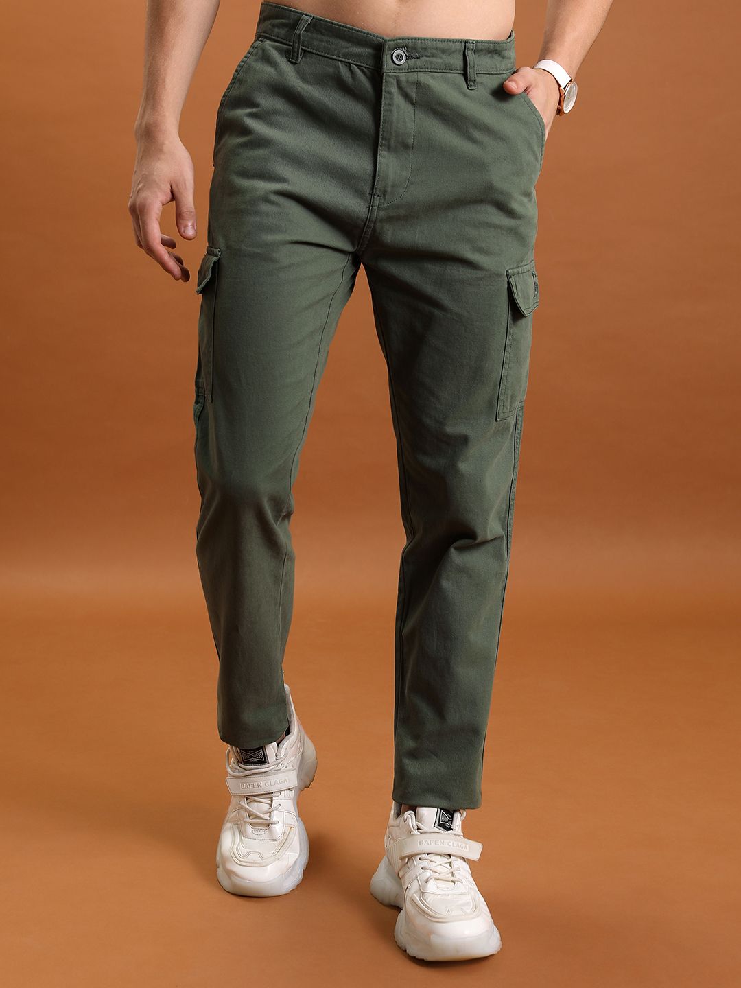 HIGHLANDER Men Tapered Fit Cargo Trousers-picture-45
