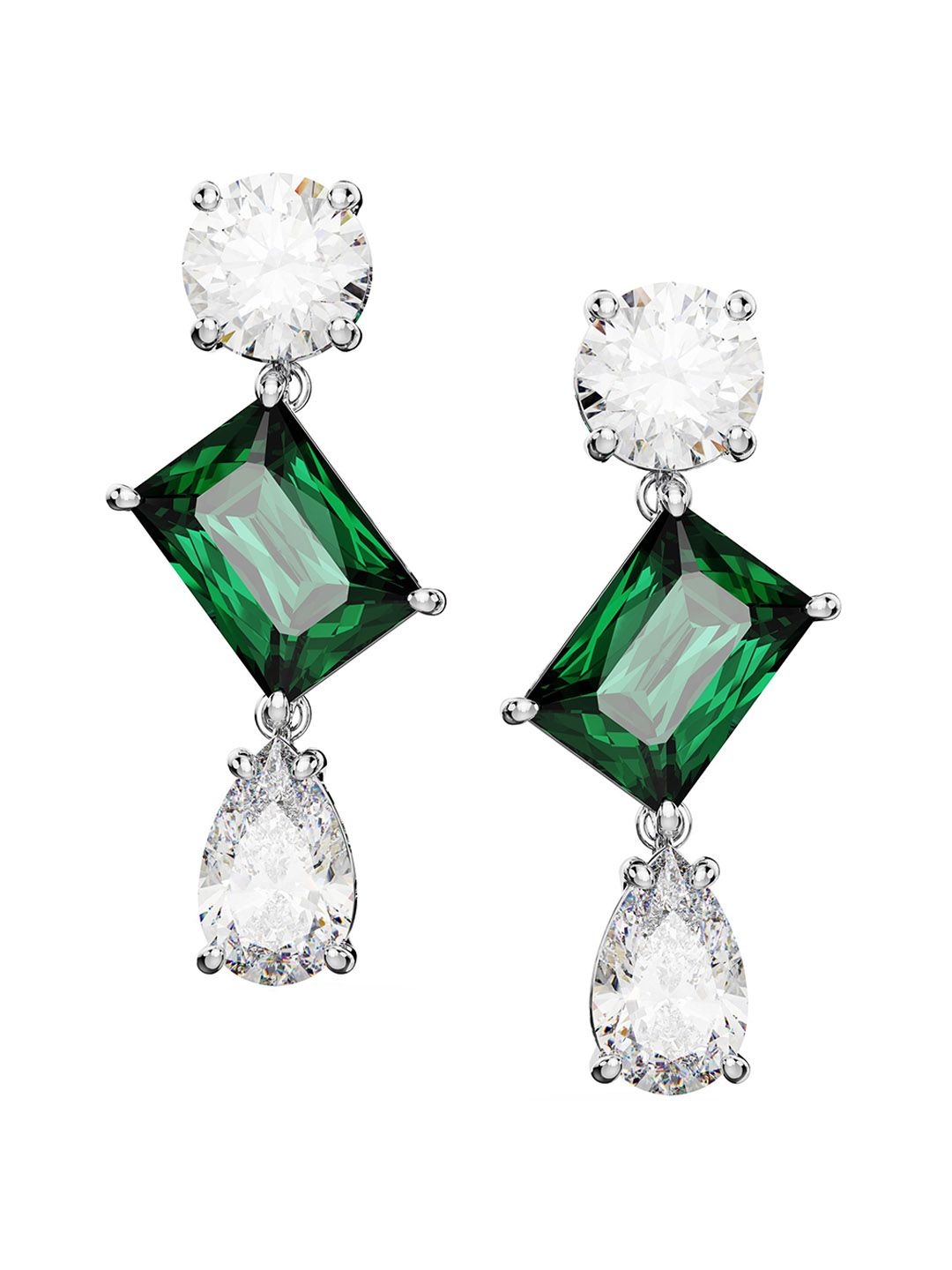 SWAROVSKI Green & White Contemporary Drop Earrings-picture-41