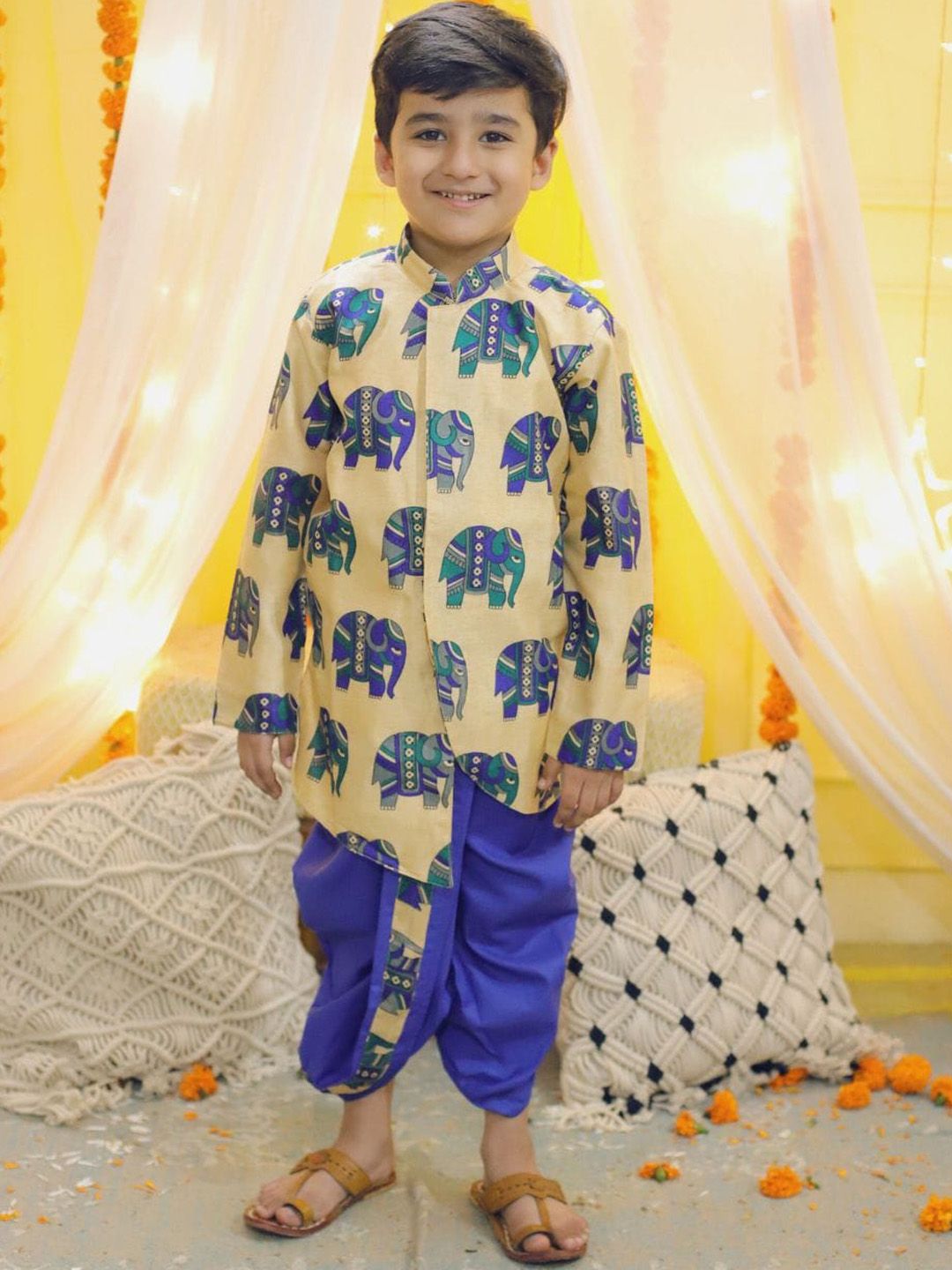 BownBee Boys Graphic Printed Ethnic Sherwani Set-picture-24