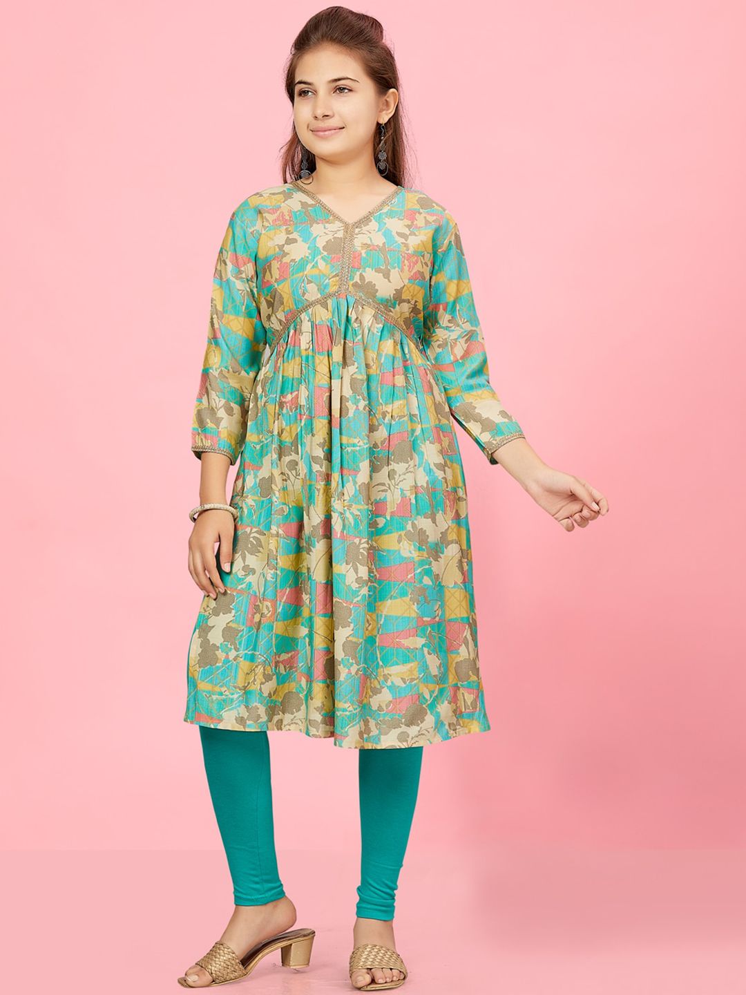 BAESD Girls Abstract Printed Pure Cotton Kurta-image-31