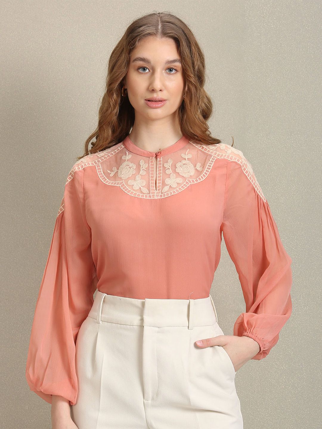 U.S. Polo Assn. Women Floral Embroidered Puff Sleeves Top-picture-40