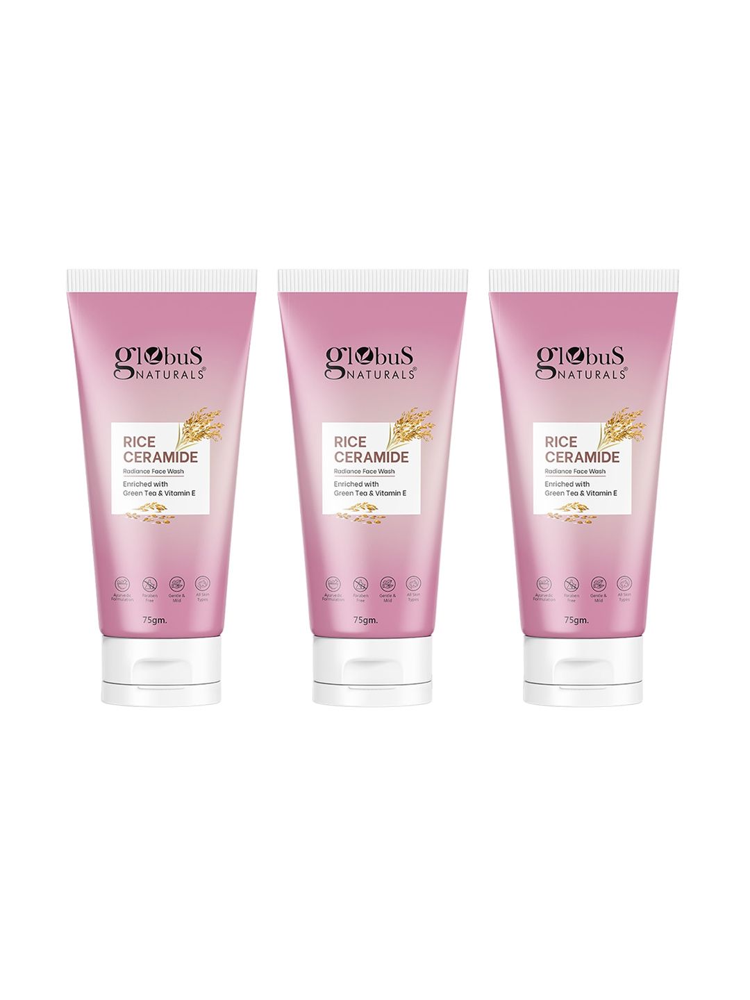 Globus naturals Set Of 3 Rice Ceramide Radiance Face Wash - 75g Each-image-4