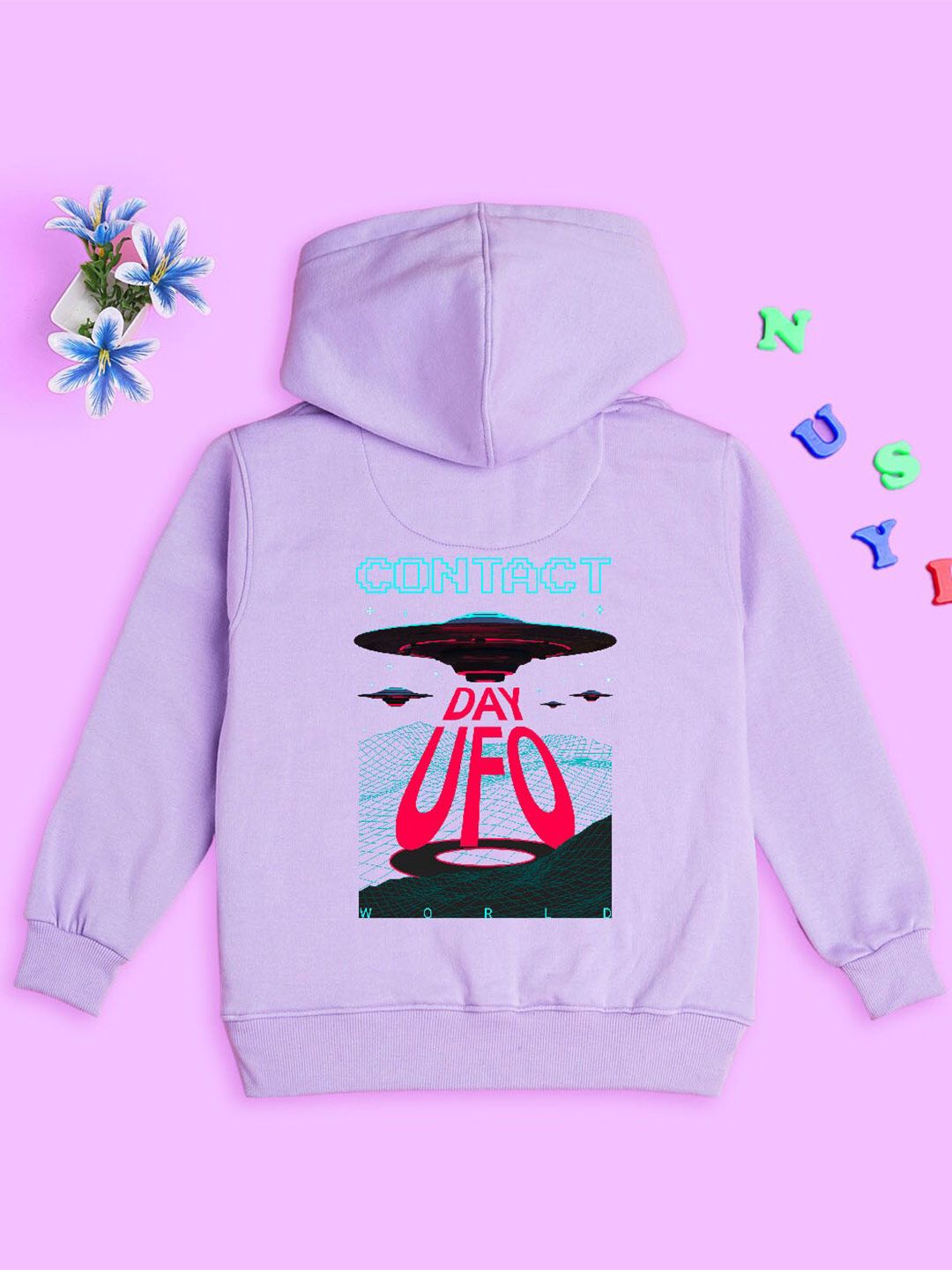 NUSYL Kids Typography Printed Hooded Sweatshirt-picture-19