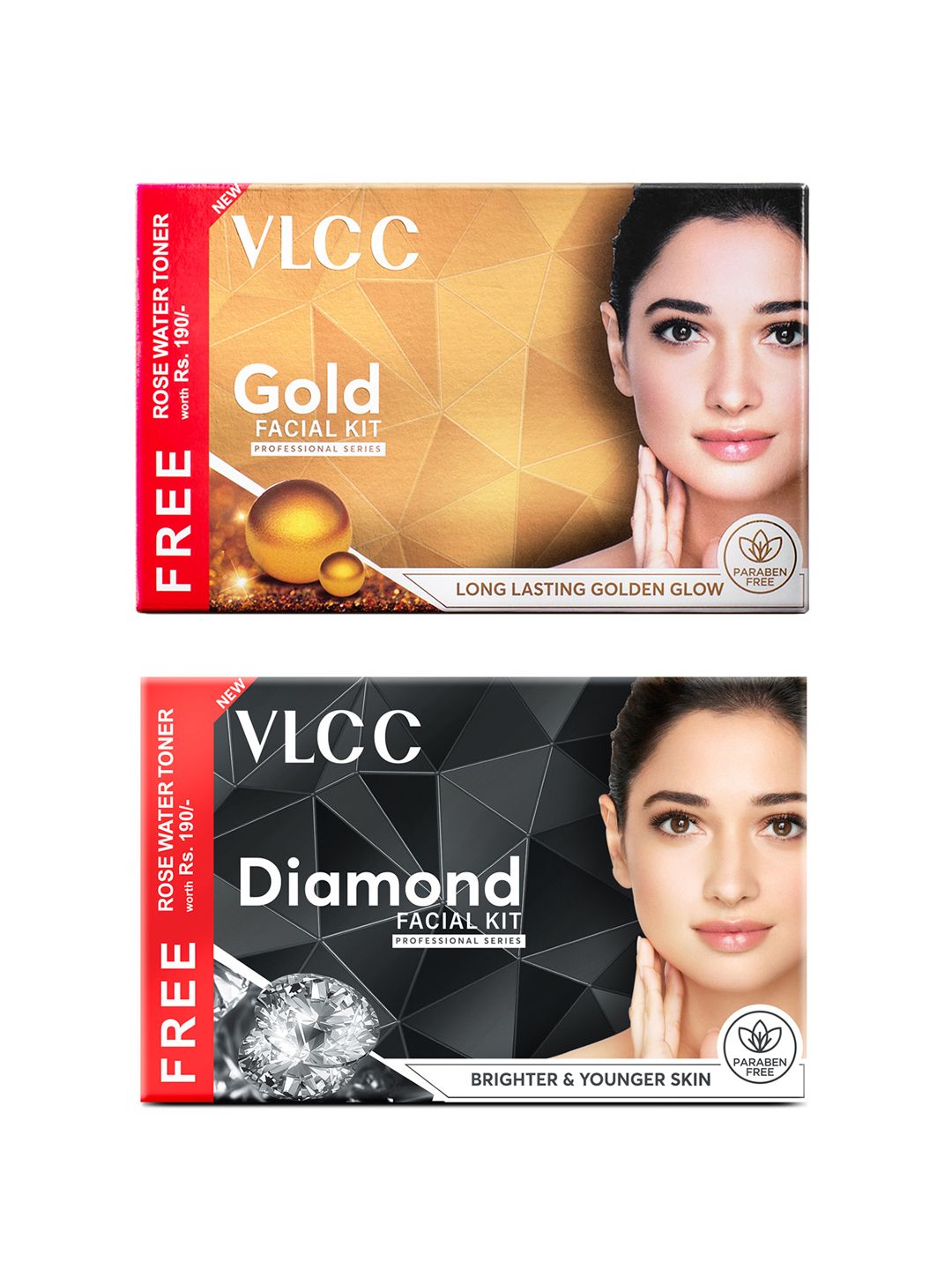 VLCC Gold Facial Kit 300g+100ml & Diamond Facial Kit 300g+100ml with Free Rose Water Toner-image-35