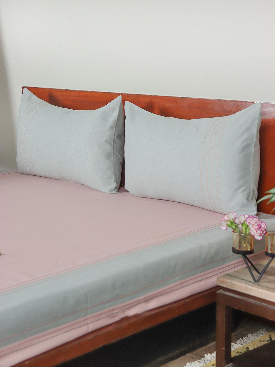 ZEBA Pink & Blue Double Queen Bedding Set-image-5