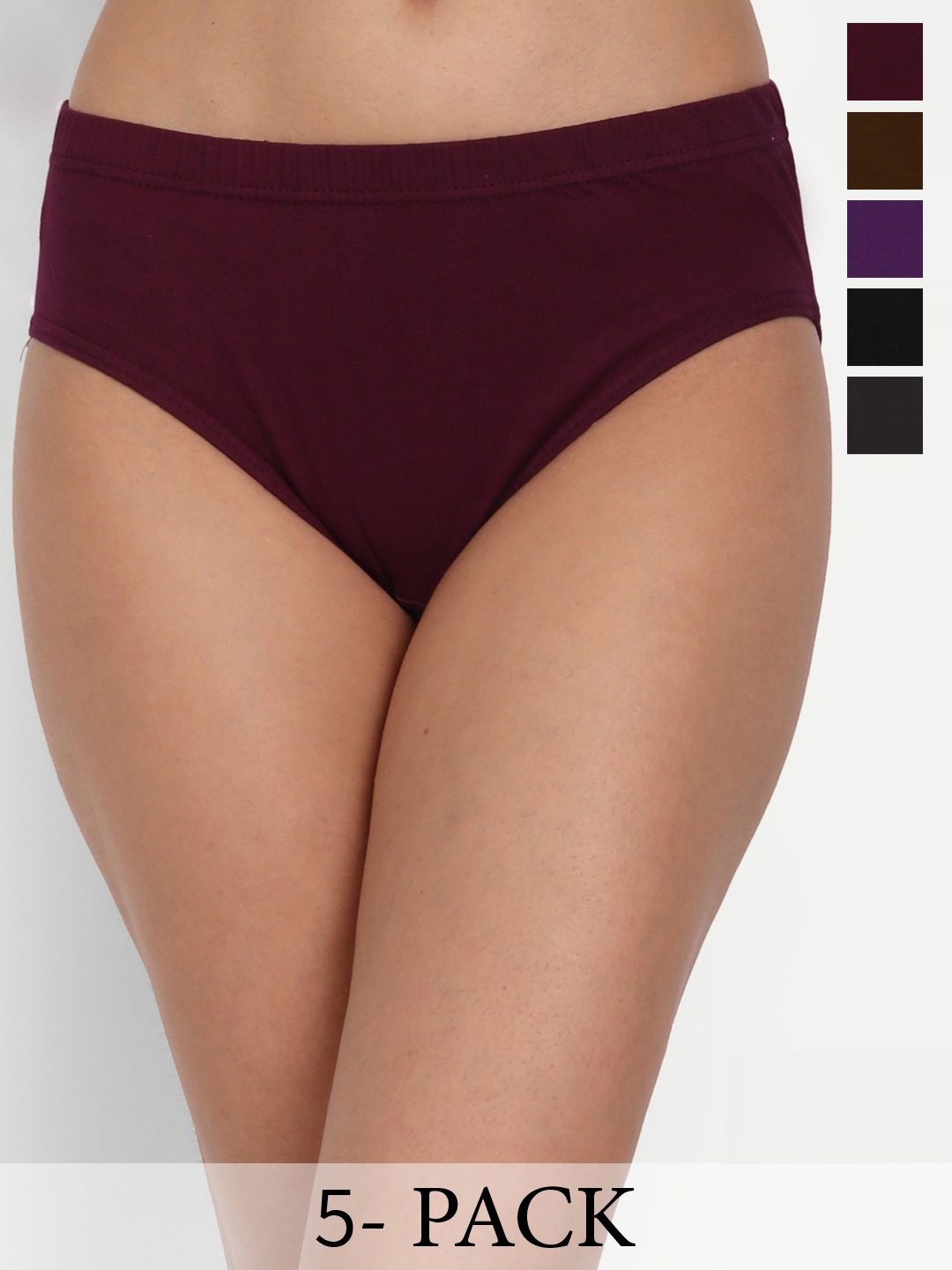 T.T. Pearl Plain Pure Cotton Pack Of 5 Assorted Anti Microbial Hipster-picture-34