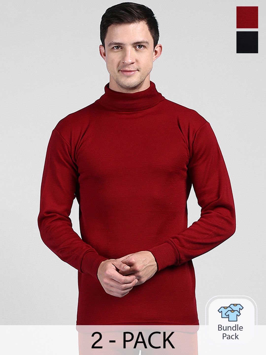 Lux Cottswool Pack Of 2 High Neck Wool Thermal Tops-picture-44