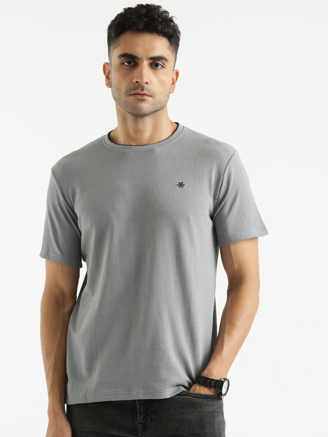 WROGN Slim Fit Round Neck Short Sleeves Cotton T-shirt