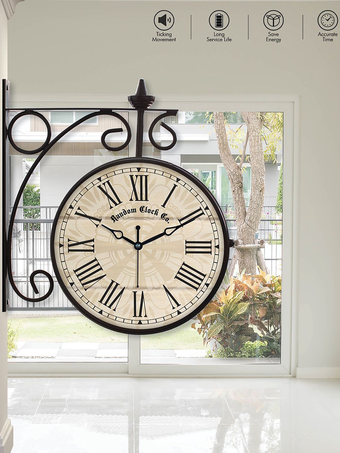 RANDOM Cream-Coloured & Black Vintage Wall Clock-image-10