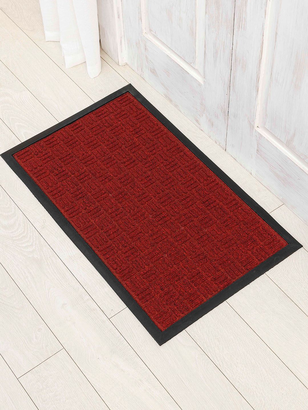 Ariana Red Self Design Anti-Skid Doormat-image-40