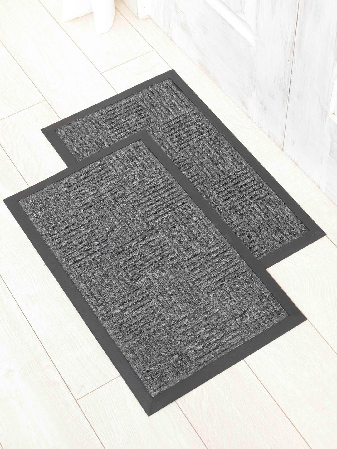 Ariana 2 Pcs Grey Textured Anti-Skid Polypropylene Rectangular Doormats-image-4