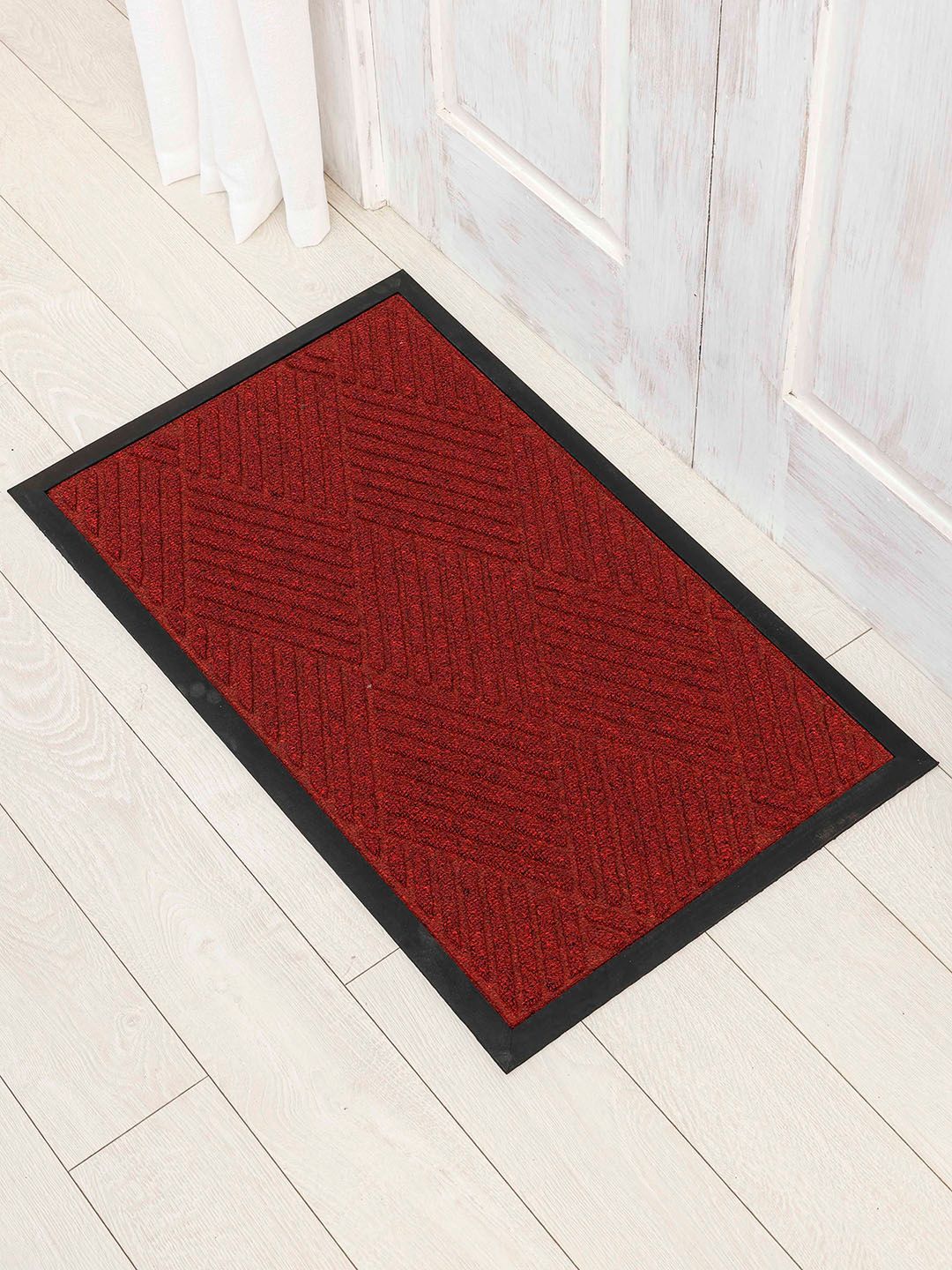 Ariana Red & Black Textured Anti-Skid Polypropylene Rectangular Doormat-image-46