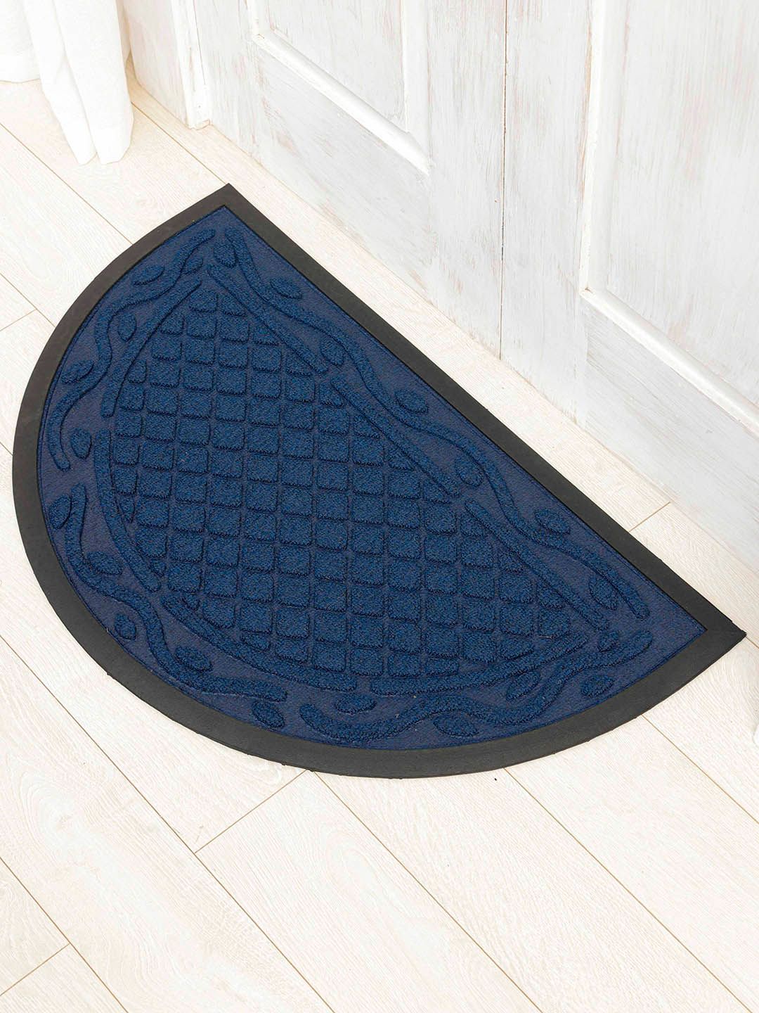 Ariana Navy Blue Self Design Anti-Skid Doormat-image-10