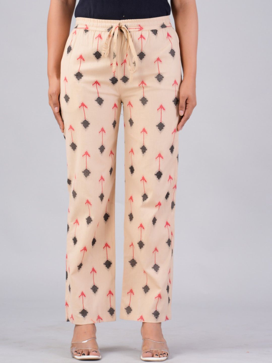 MAUKA Floral Printed Straight Fit Cotton Palazzo-image-24