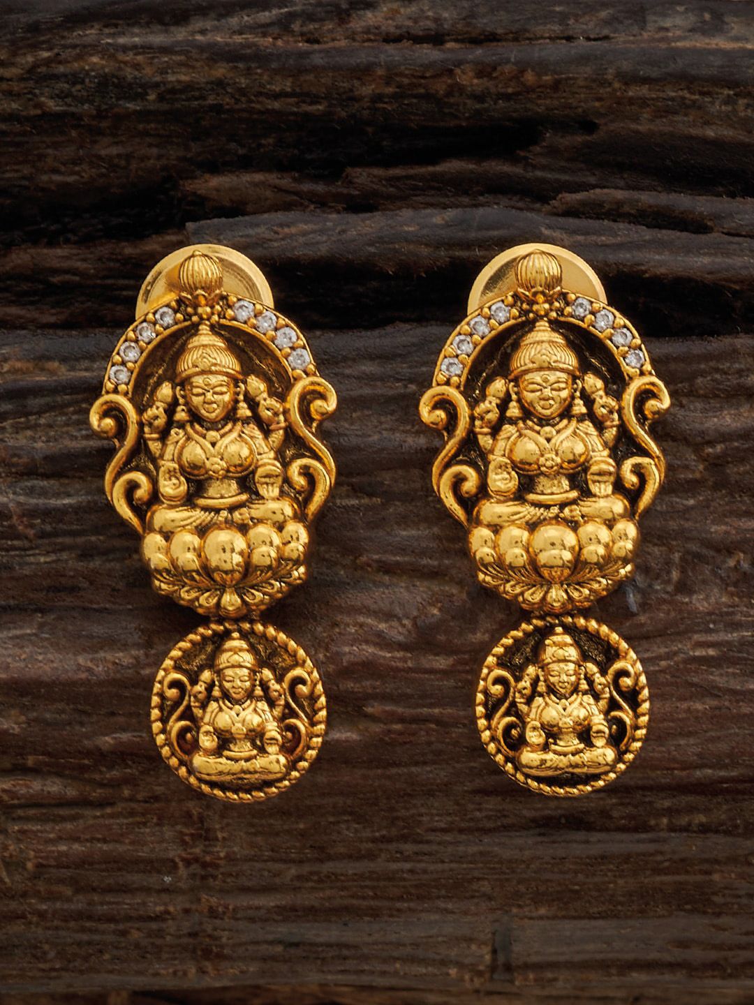 Kushal's Fashion Jewellery Gold Plated Cubic Zirconia Stone Studded Drop Earrings-picture-49