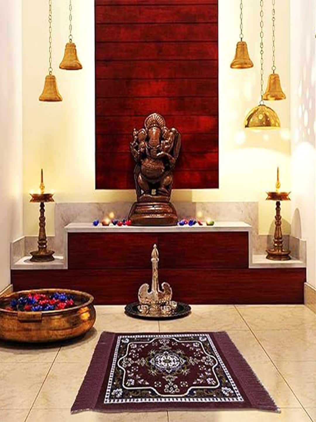 Kuber Industries Brown & Gold Toned 2 Pieces Printed Velvet Floor Mats-image-37